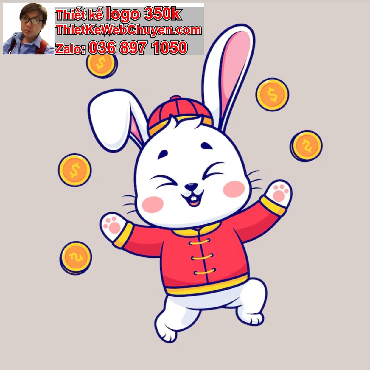 Thỏ chibi biểu cảm bối rối