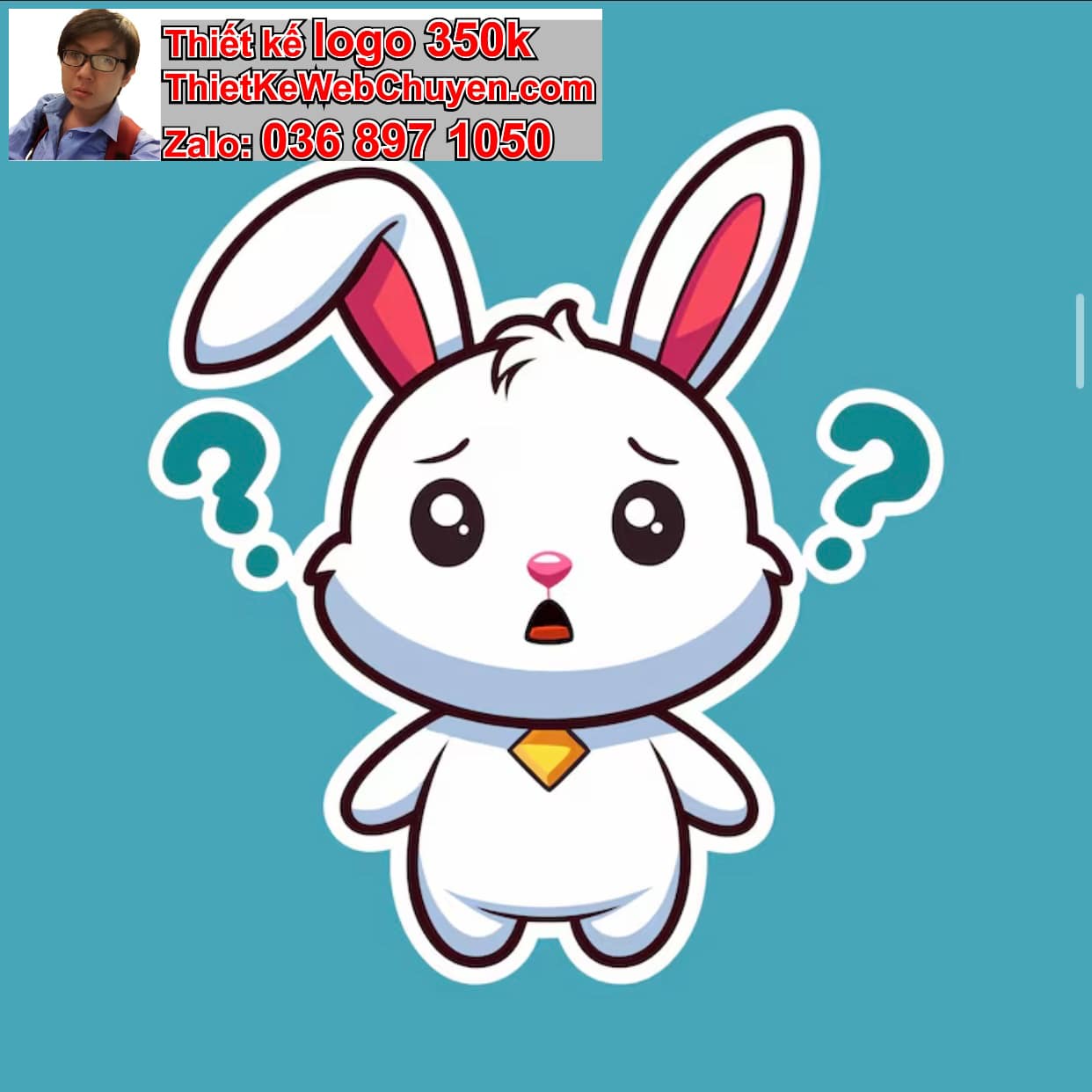 Thỏ chibi biểu cảm bối rối