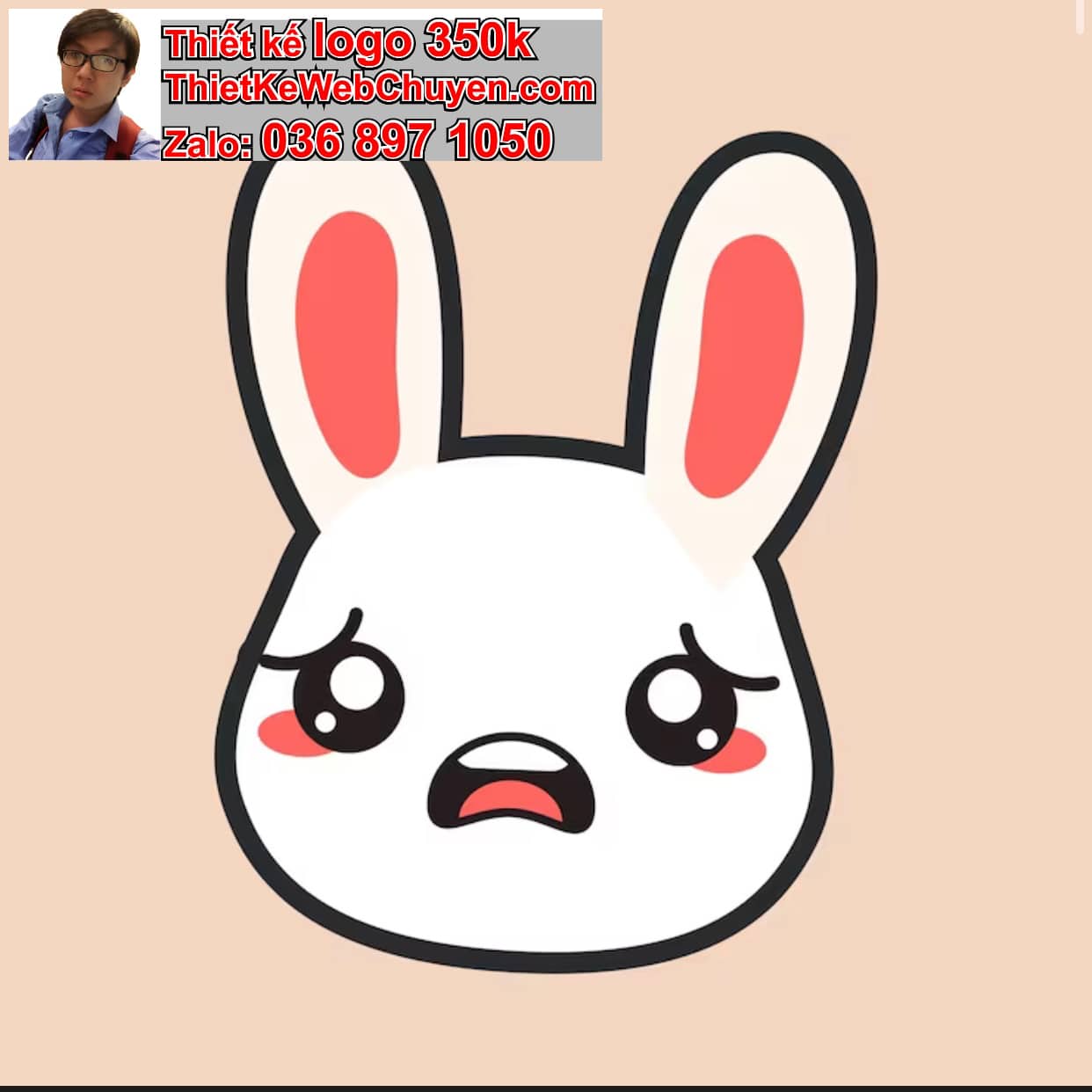 Thỏ chibi biểu cảm bối rối