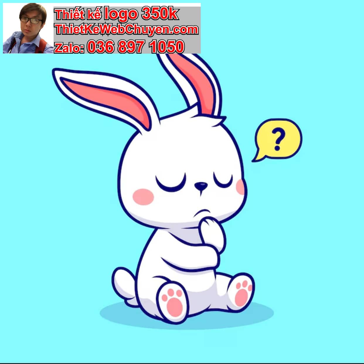 Thỏ chibi biểu cảm bối rối