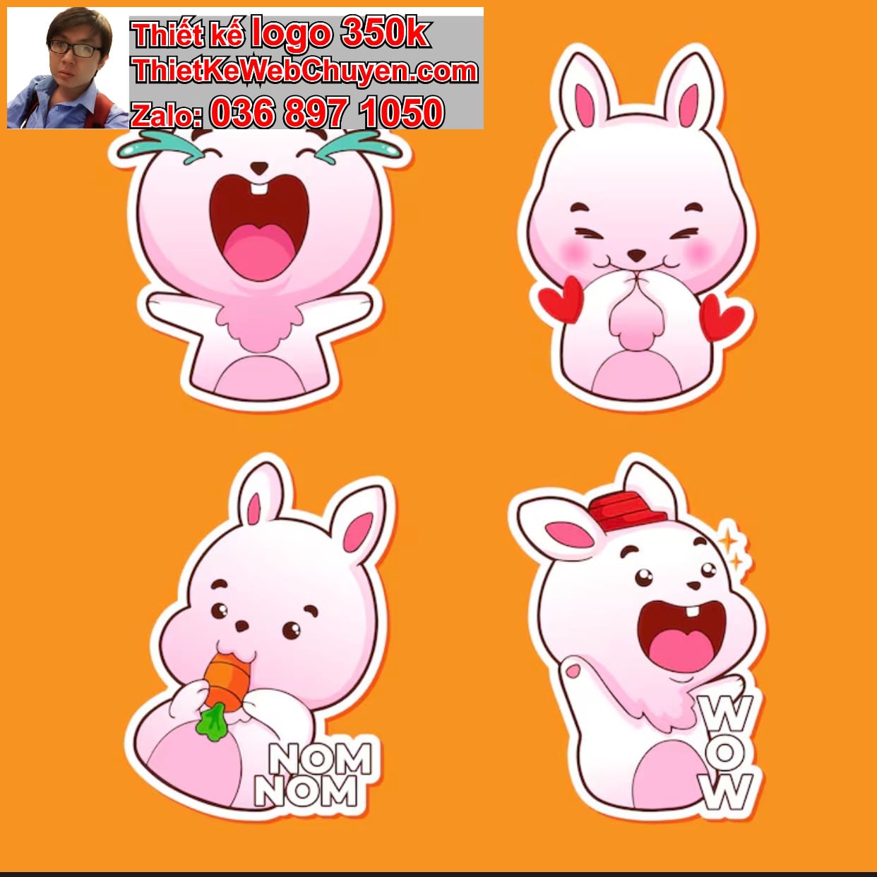 Thỏ chibi biểu cảm hạnh phúc