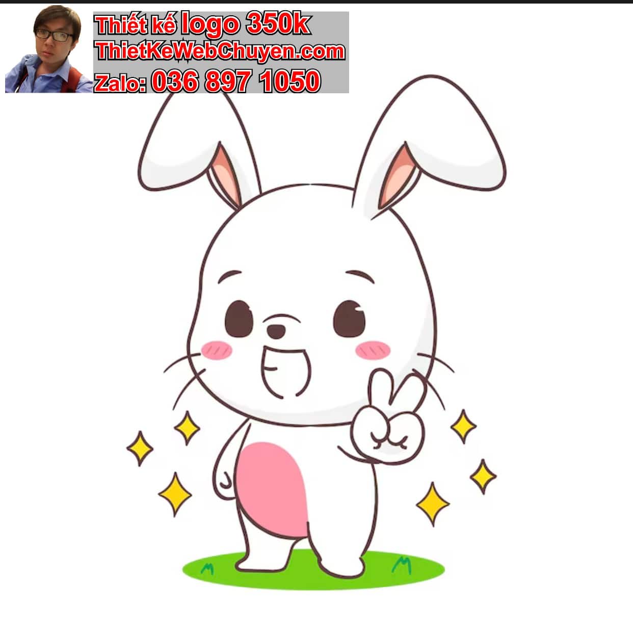 Thỏ chibi biểu cảm hạnh phúc