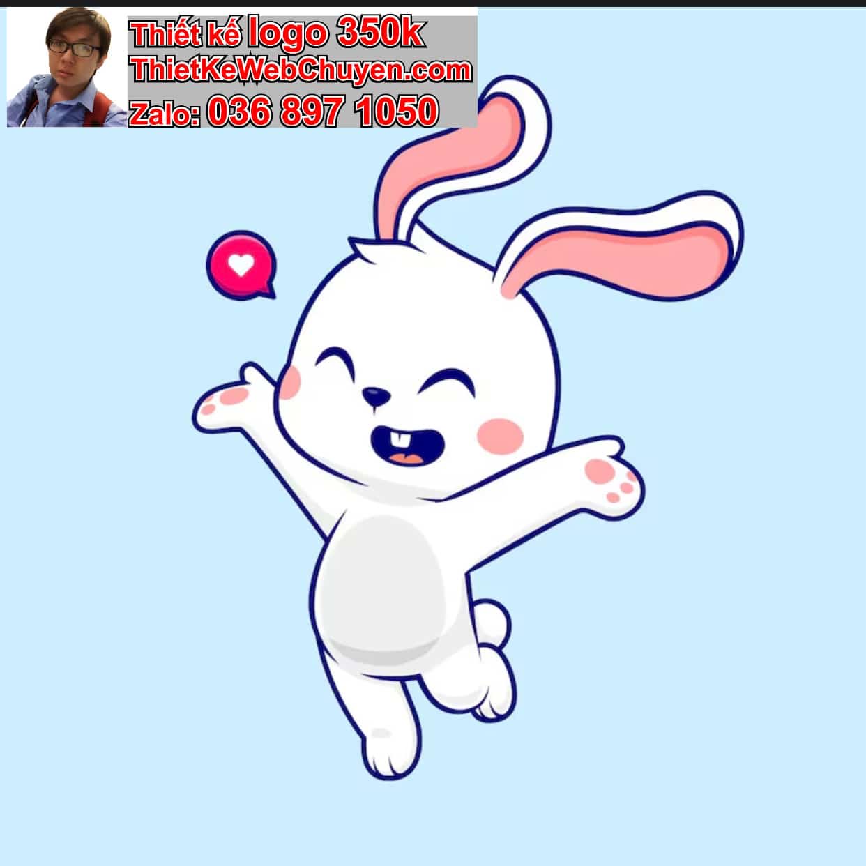 Thỏ chibi biểu cảm hạnh phúc