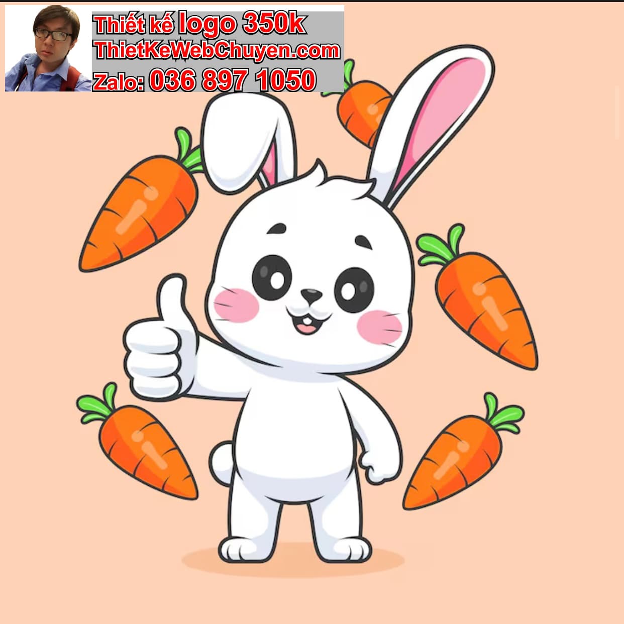 Thỏ chibi biểu cảm hạnh phúc