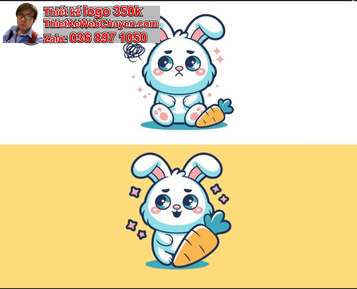 Thỏ chibi biểu cảm hạnh phúc