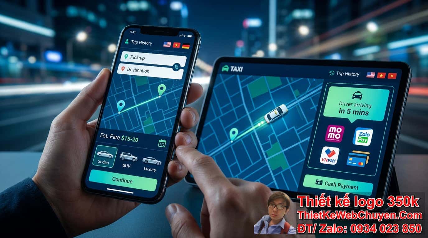 Một thiết kế web dịch vụ taxi muốn mở rộng thị trường online cần những tính năng
cốt lõi nào để thành công? Một thiết kế web dịch vụ taxi muốn mở rộng thị trường online cần những tính năng
cốt lõi nào để thành công?