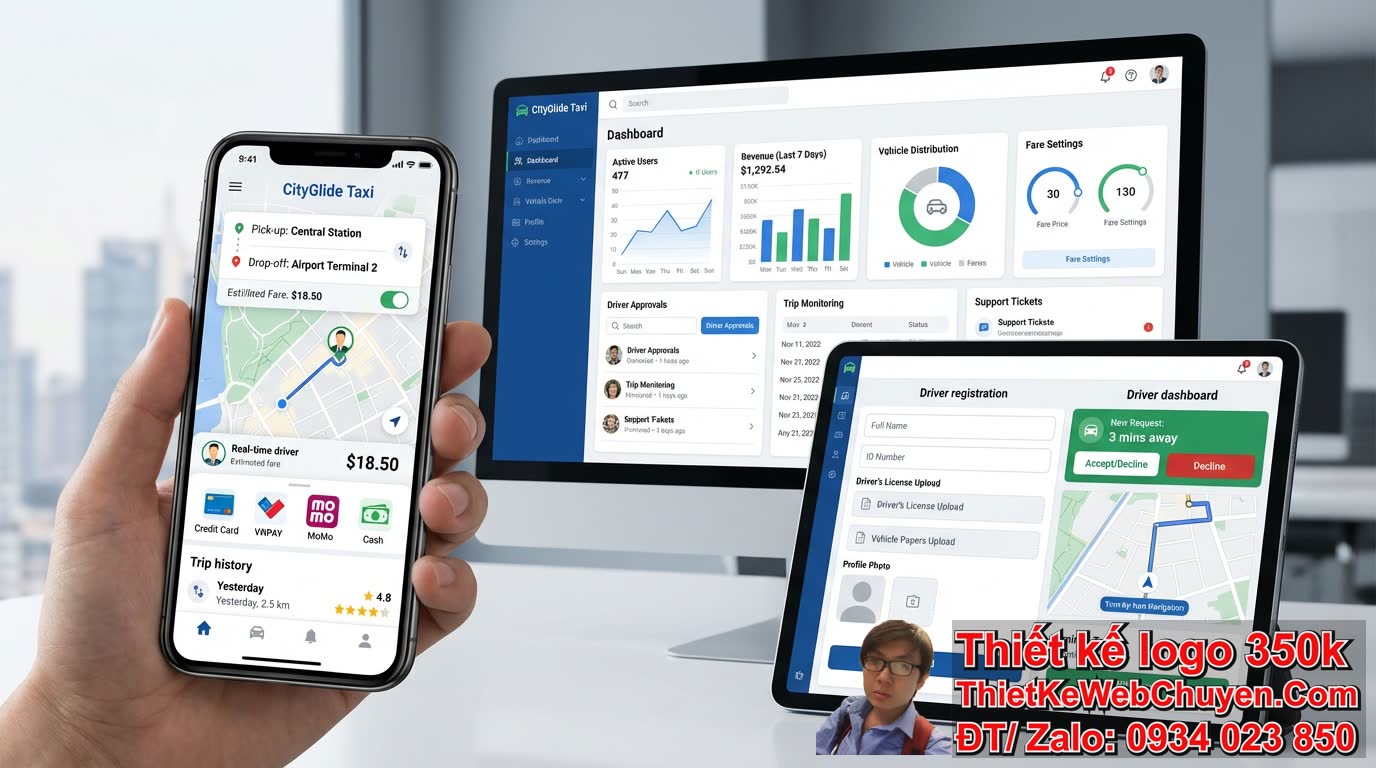 Các tính năng cốt lõi của một thiết kế web taxi có khu vực đăng ký tài xế hiệu
quả là gì?