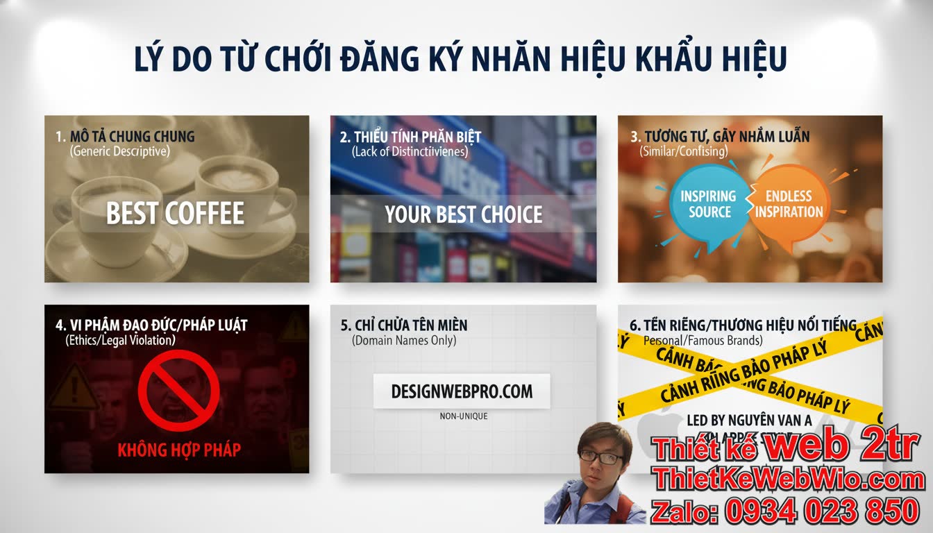 Các ví dụ slogan bị từ chối đăng ký bảo hộ phổ biến nhất là gì? Các ví dụ slogan bị từ chối đăng ký bảo hộ phổ biến nhất là gì?