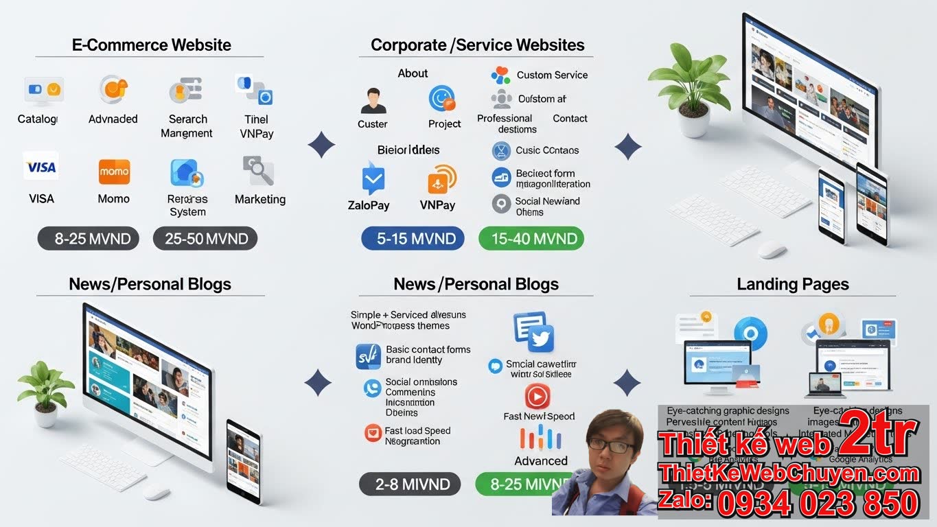 Làm website bao nhiêu tiền với các loại hình website phổ biến?