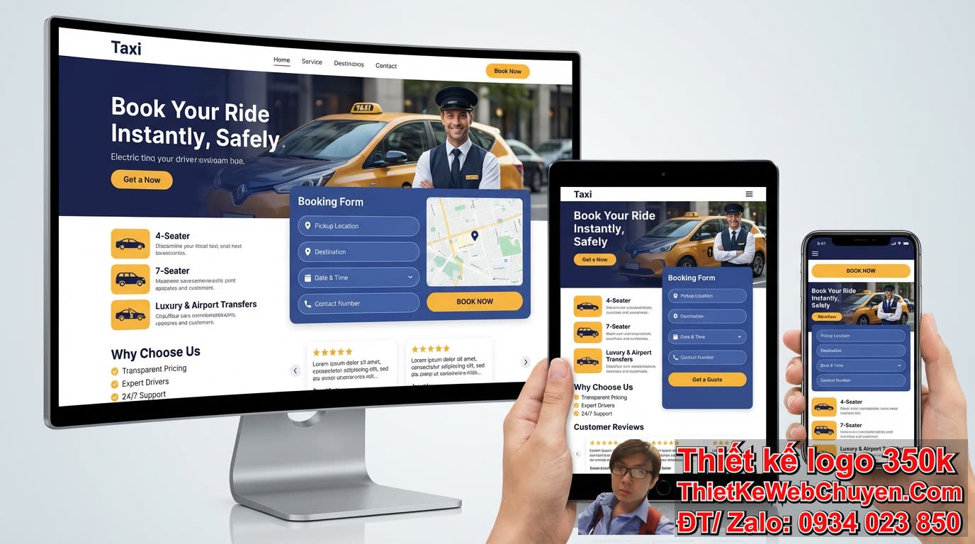 Mẫu trang chủ website taxi đẹp cần những yếu tố nào để thu hút khách hàng?