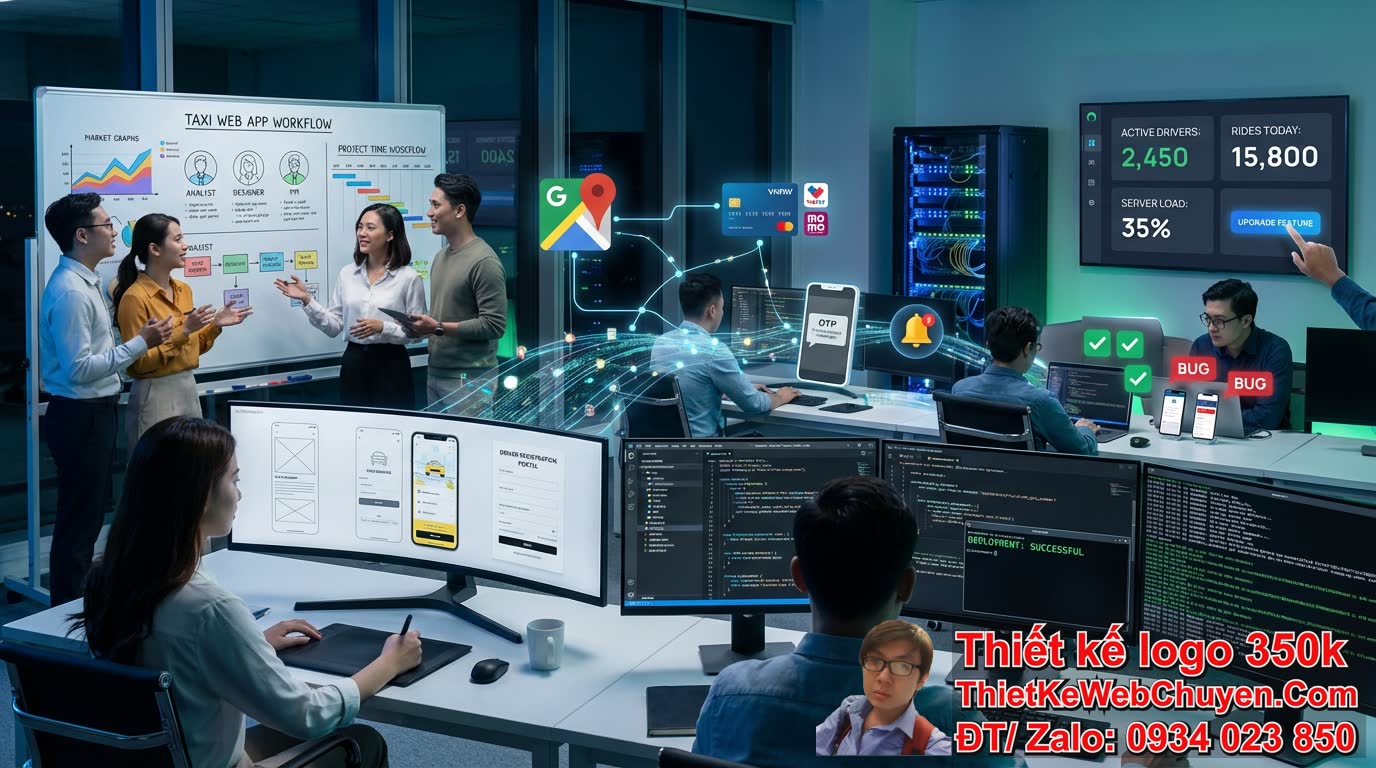 Quy trình thiết kế web taxi có khu vực đăng ký tài xế diễn ra như thế nào?