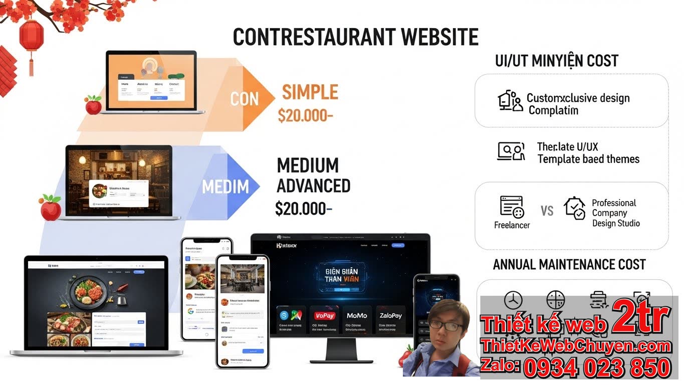 Thiết kế web quán ăn ẩm thực bao nhiêu tiền: Các yếu tố ảnh hưởng đến giá cả?