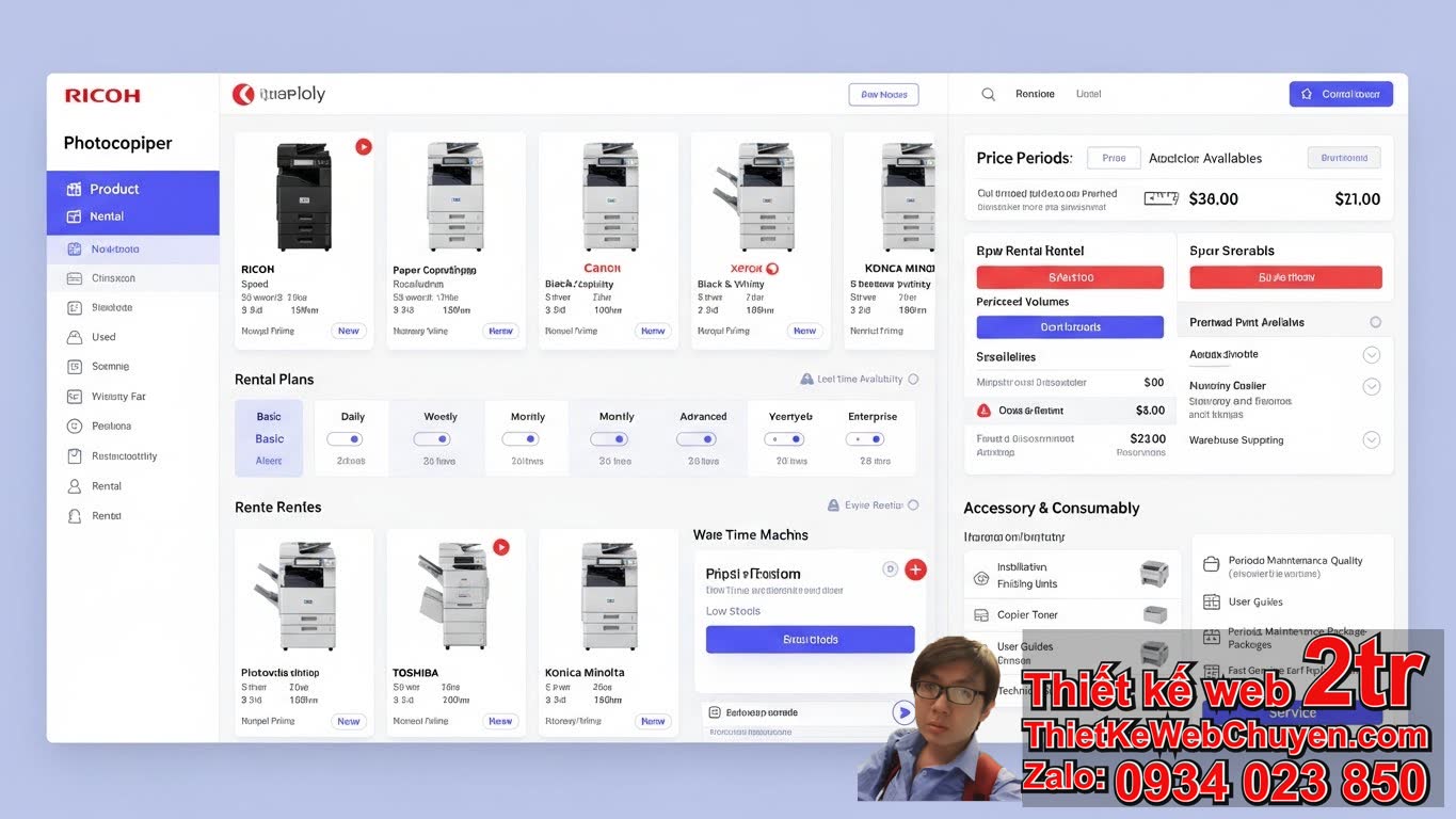 1. Thiết kế web dịch vụ cho thuê máy photocopy cần có những tính năng quản lý
sản phẩm và dịch vụ nào? 1. Thiết kế web dịch vụ cho thuê máy photocopy cần có những tính năng quản lý
sản phẩm và dịch vụ nào?