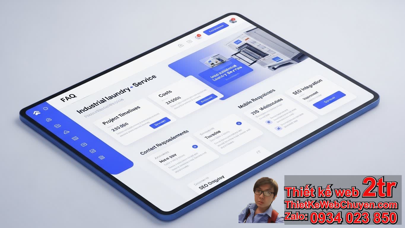 FAQPage: Các câu hỏi thường gặp khi thiết kế web dịch vụ giặt ủi công nghiệp