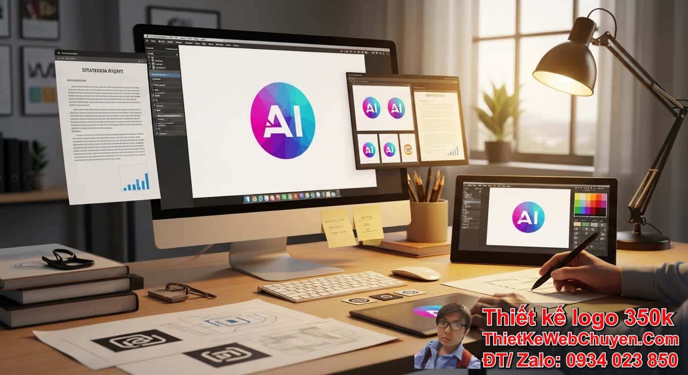 Phương pháp thiết kế logo bằng AI bảo vệ thương hiệu bền vững