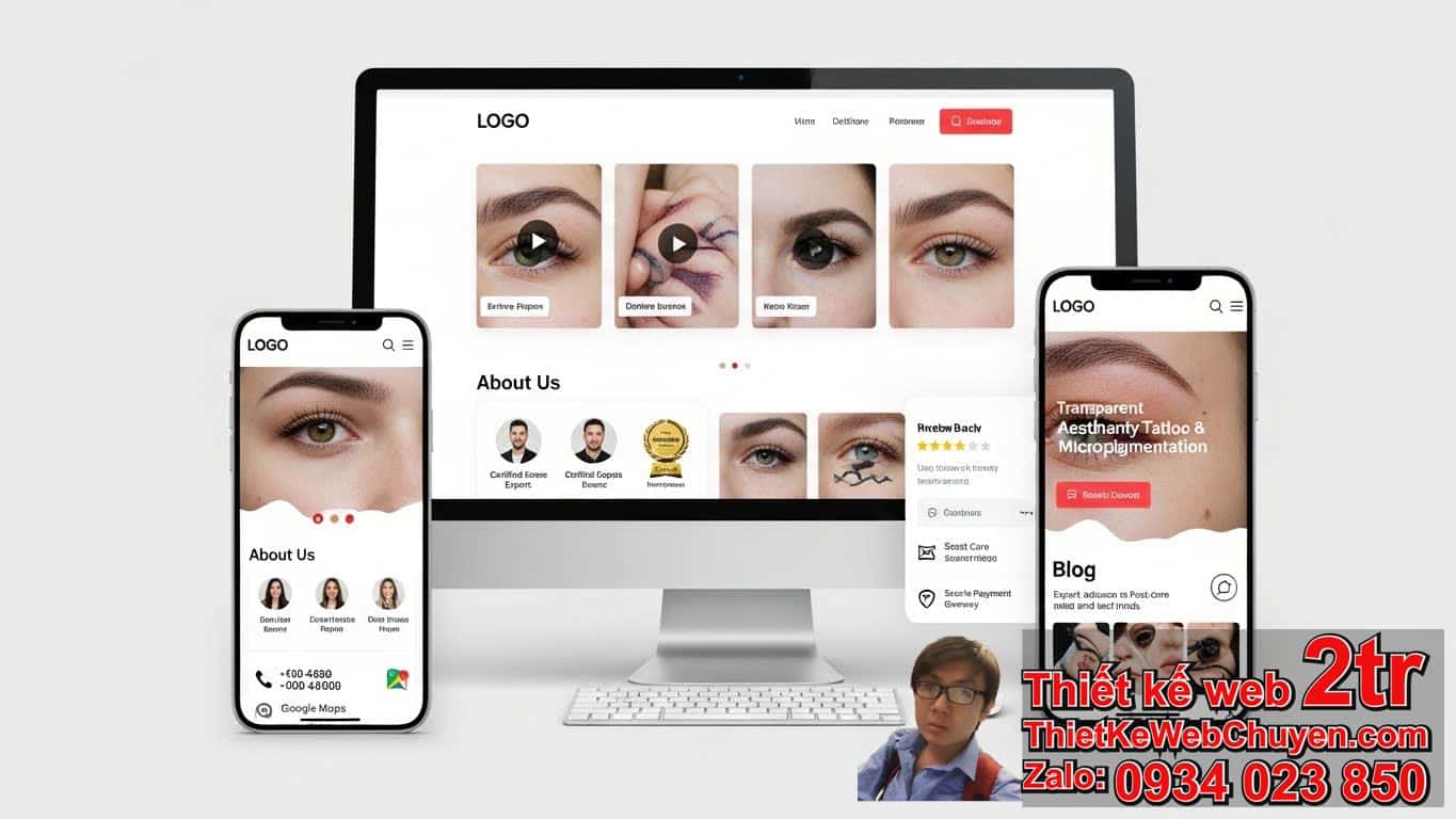 Thiết kế web phun xăm thẩm mỹ có tính năng gì giúp quảng bá thương hiệu?