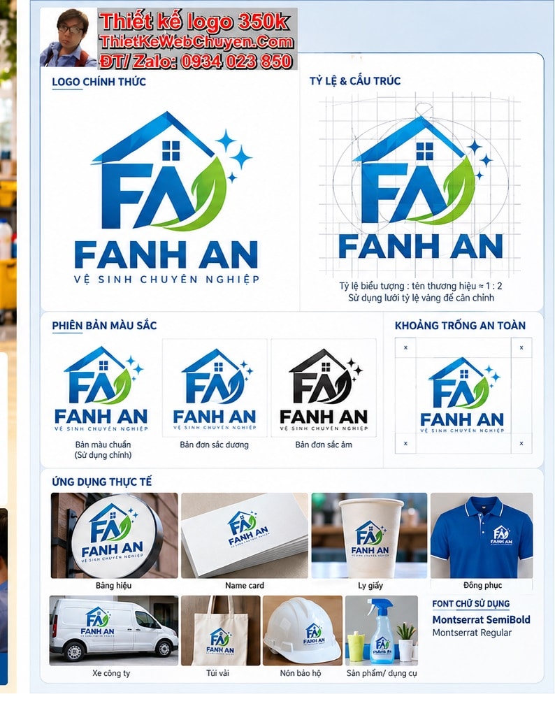 Logo FA FANH AN – Thiết kế logo dịch vụ vệ sinh chuyên nghiệp phong ...