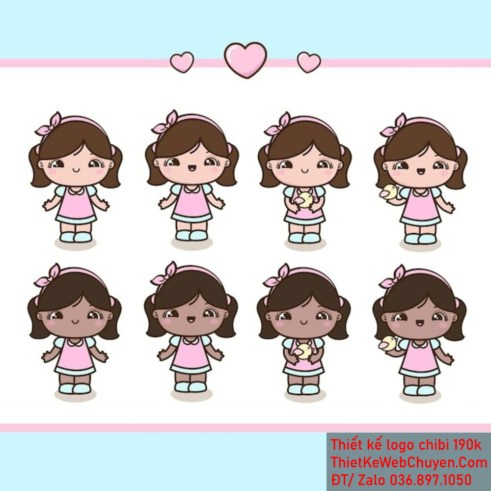 Một mẫu thiết kế logo Chibi bé gái đáng yêu có thể tạo ra sự ấn tượng đầu tiên mạnh mẽ. Sự trẻ trung và năng động của mẫu logo Chibi bé gái đáng yêu sẽ tạo ra sự khác biệt cho thương hiệu của bạn.