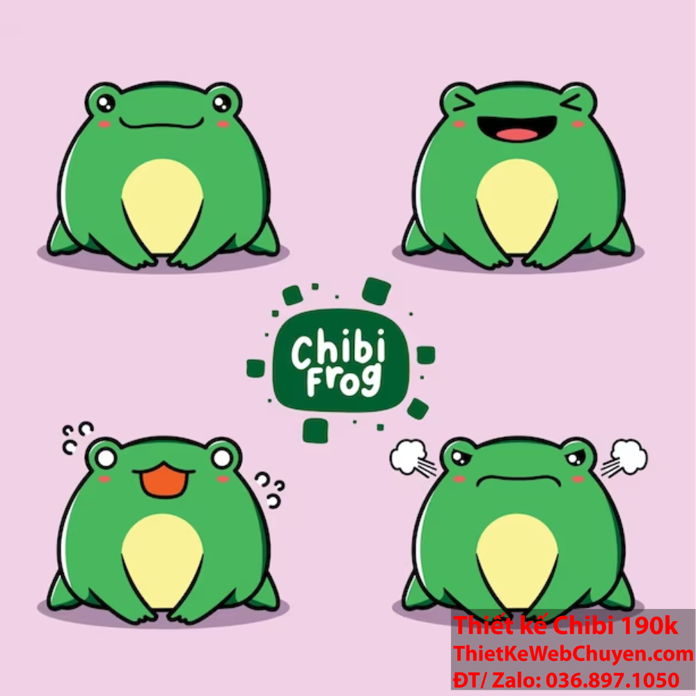 Con ếch chibi: Người bạn đáng yêu của mọi người! Con ếch chibi kawaii: Sự đáng yêu đầy sức hút!