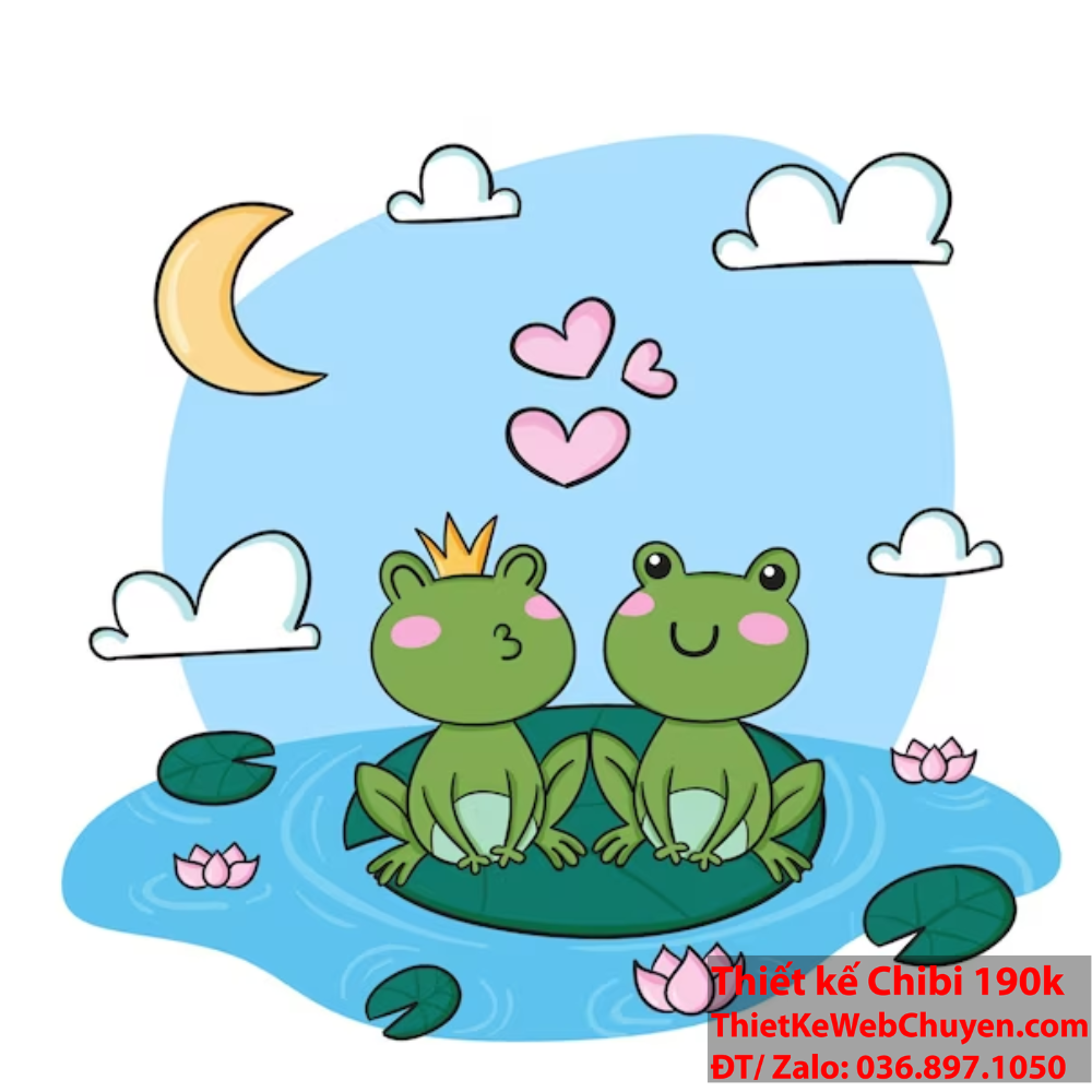 Sự dễ thương và hạnh phúc từ Con ếch chibi. Bước vào thế giới mộng mơ của Con ếch chibi.