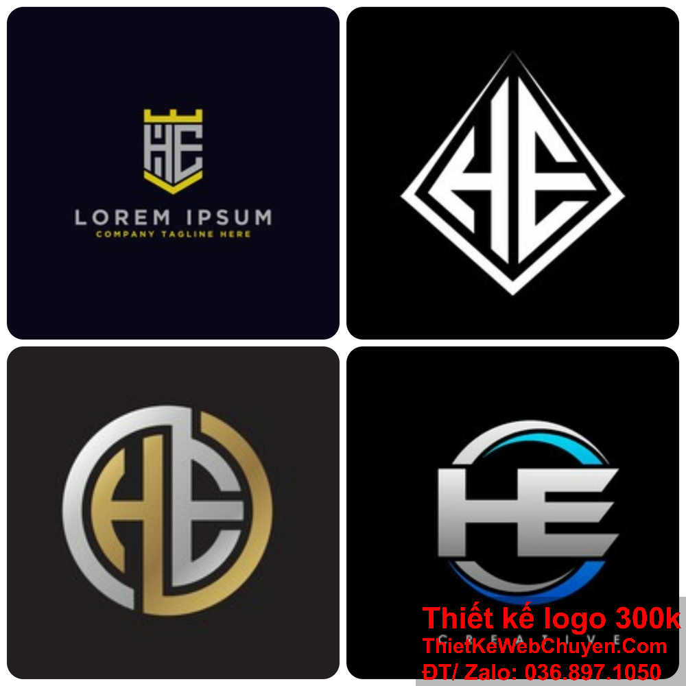 Sự độc đáo trong logo HE giúp thu hút sự chú ý của khách hàng.