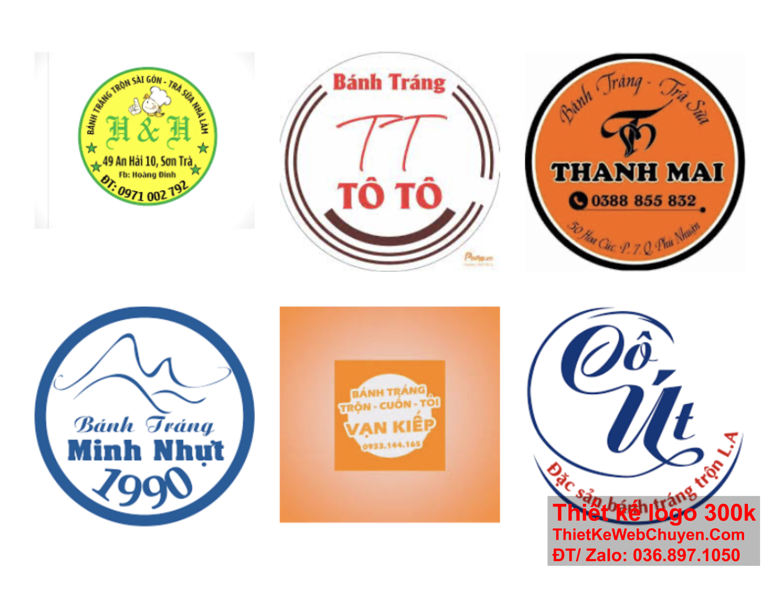 Một logo bánh tráng trộn thu hút sự chú ý bởi sự phong phú và đa dạng của các nguyên liệu và hương vị.