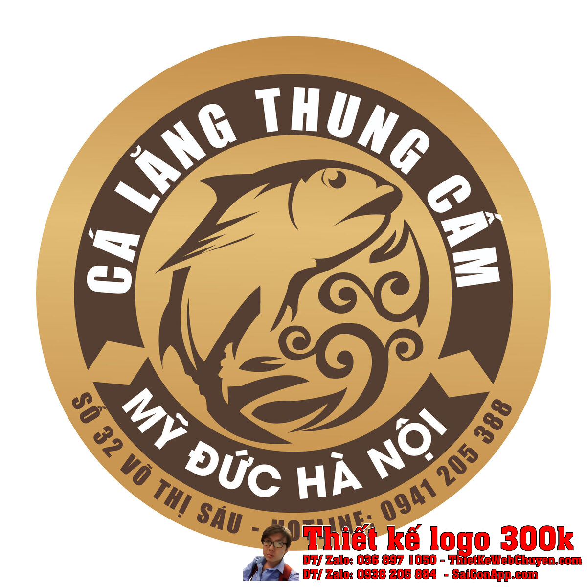 Thiết Kế Logo Bán Cá Giống Công Ty Cá Lăng Thung Cấm bản màu chuẩn