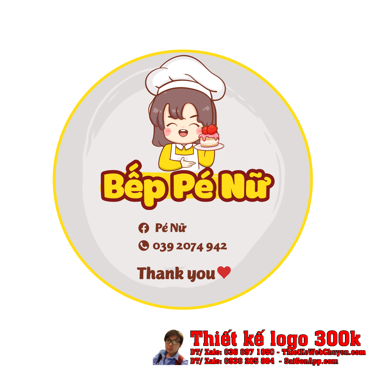 Thiết Kế Logo Bán Đồ Ăn Online Bếp Pé Nữ - Hình ảnh chính