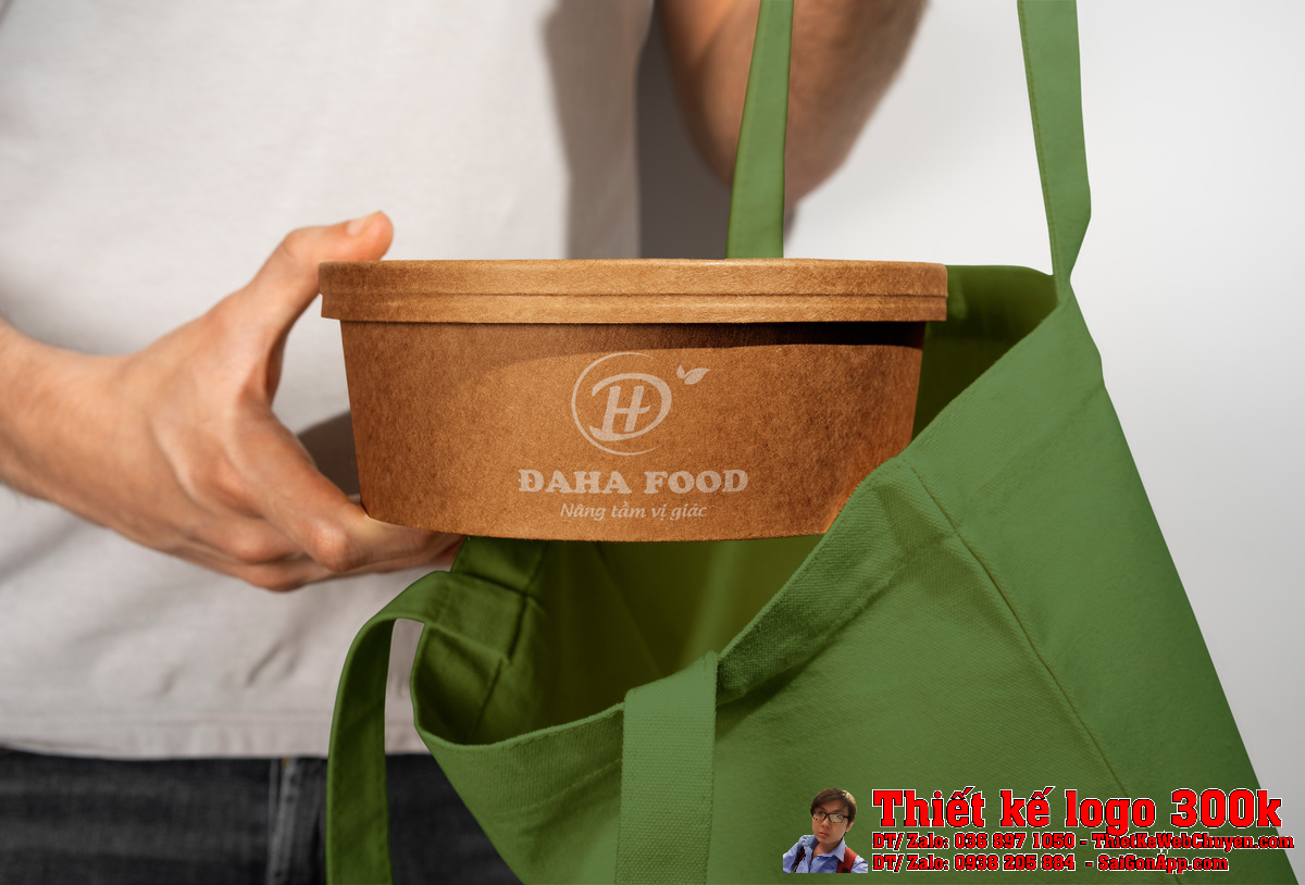 Ứng dụng logo Daha Food trên các ấn phẩm văn phòng