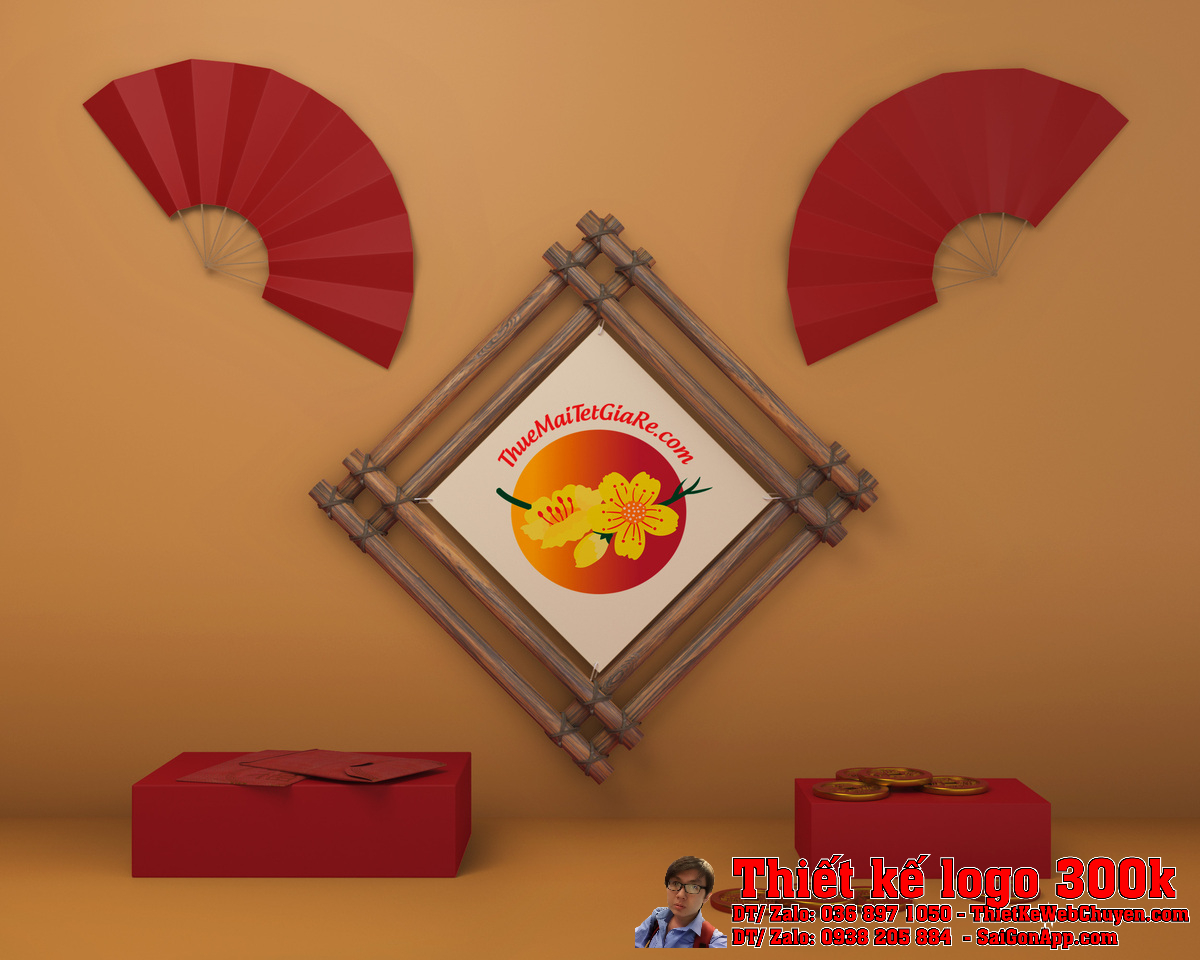 Thiết Kế Logo Cho Thuê Mai Tết Giá Rẻ mockup trên vật phẩm