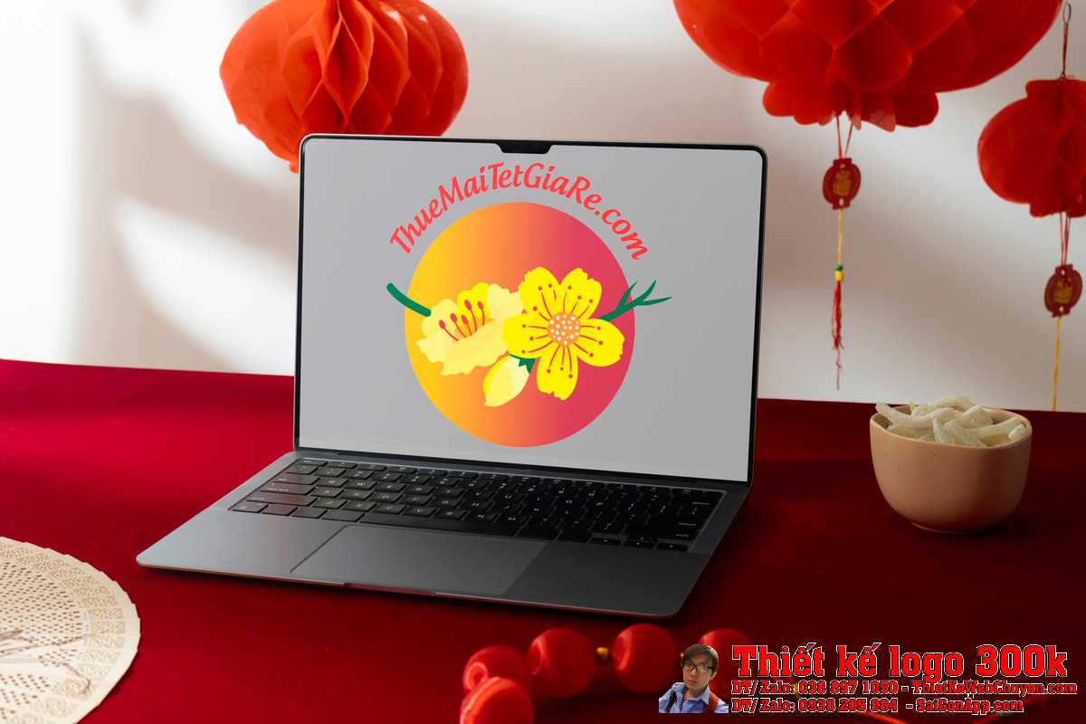 Thiết Kế Logo Cho Thuê Mai Tết Giá Rẻ trên nền tối