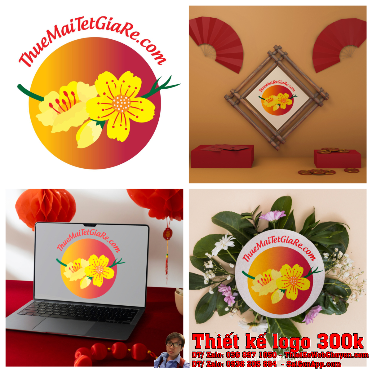 Thiết Kế Logo Cho Thuê Mai Tết Giá Rẻ phiên bản đơn giản