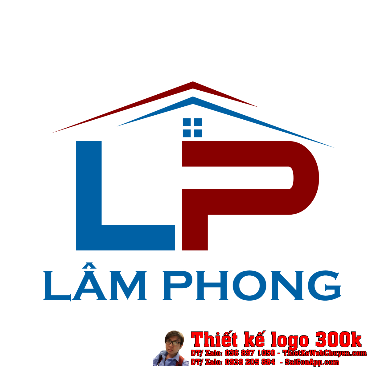 Thiết Kế Logo Cho Thuê Nhà Xưởng Lâm Phong Thiết Kế Logo Cho Thuê Nhà Xưởng Lâm Phong với chữ LP và mái nhà
