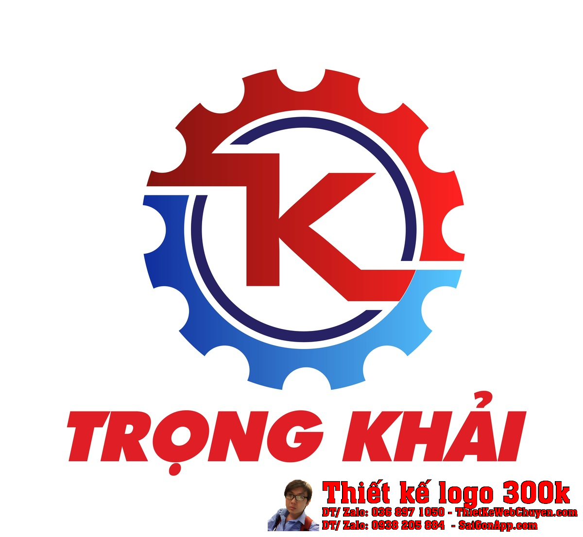 Phối cảnh Thiết Kế Logo Cơ Khí Trọng Khải trên nền trắng