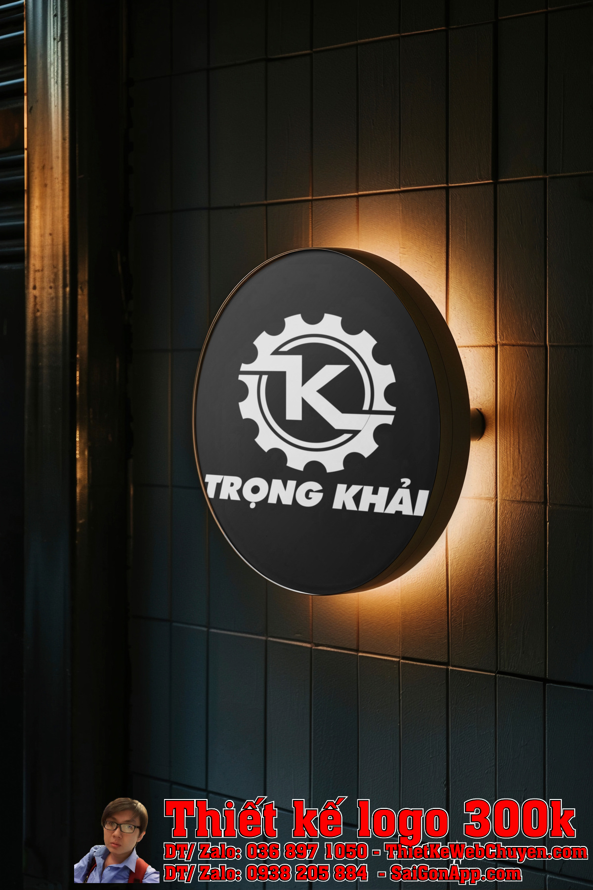 Ứng dụng Thiết Kế Logo Cơ Khí Trọng Khải trên bảng hiệu