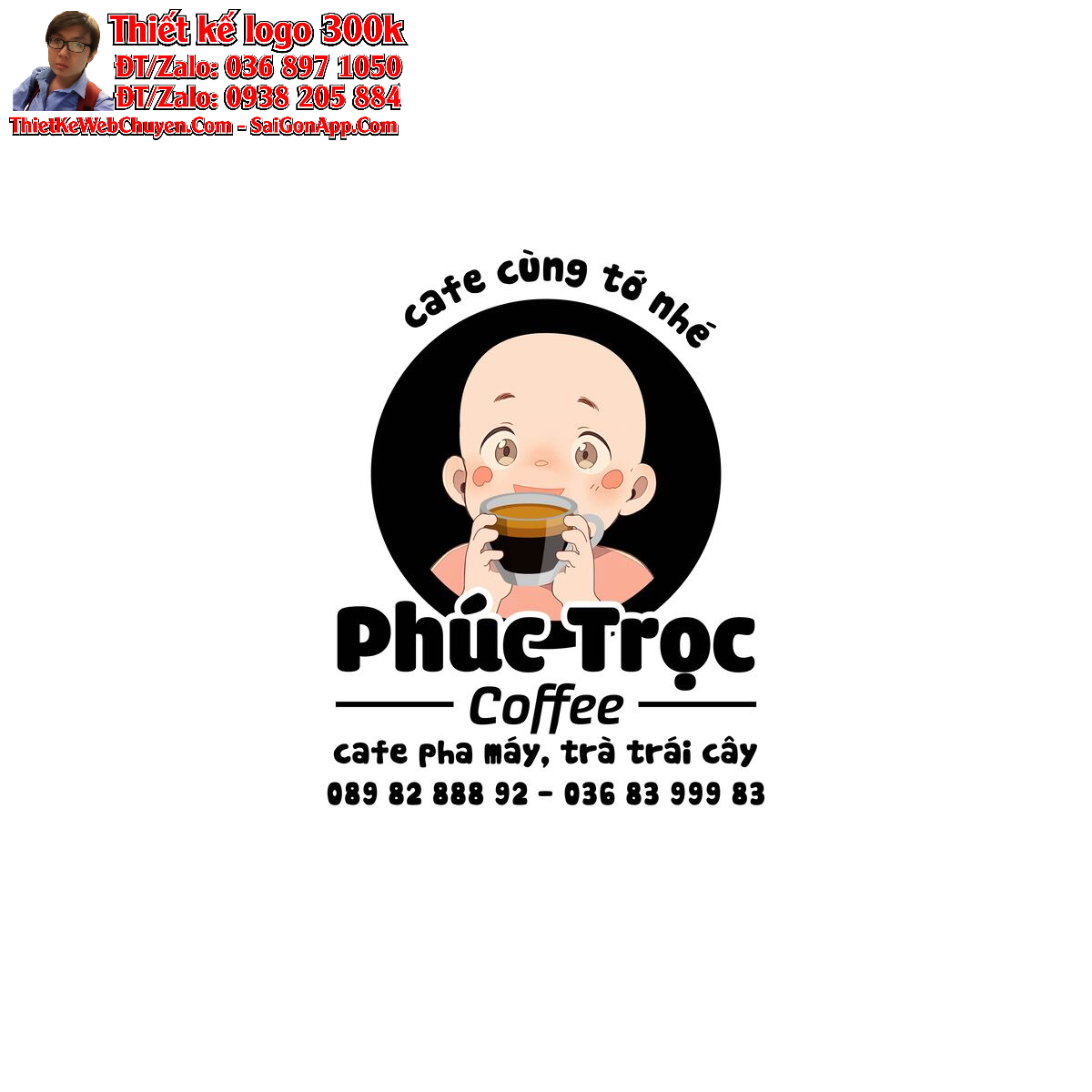 Thiết Kế Logo Coffee Cafe pha máy , trà trái cây Phúc Trọc
