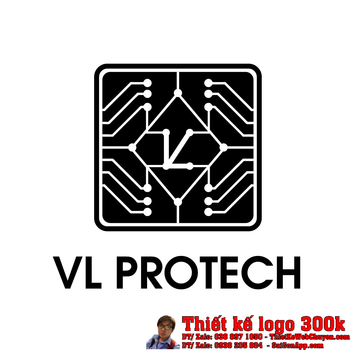 Chi tiết Thiết Kế Logo Công Nghệ Cho VL PROTECH trên nền trắng