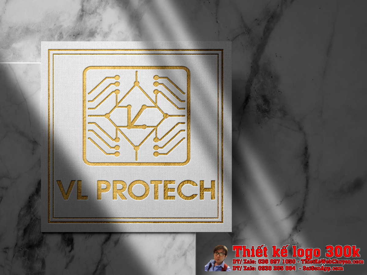 Phối cảnh Thiết Kế Logo Công Nghệ Cho VL PROTECH trên văn phòng phẩm