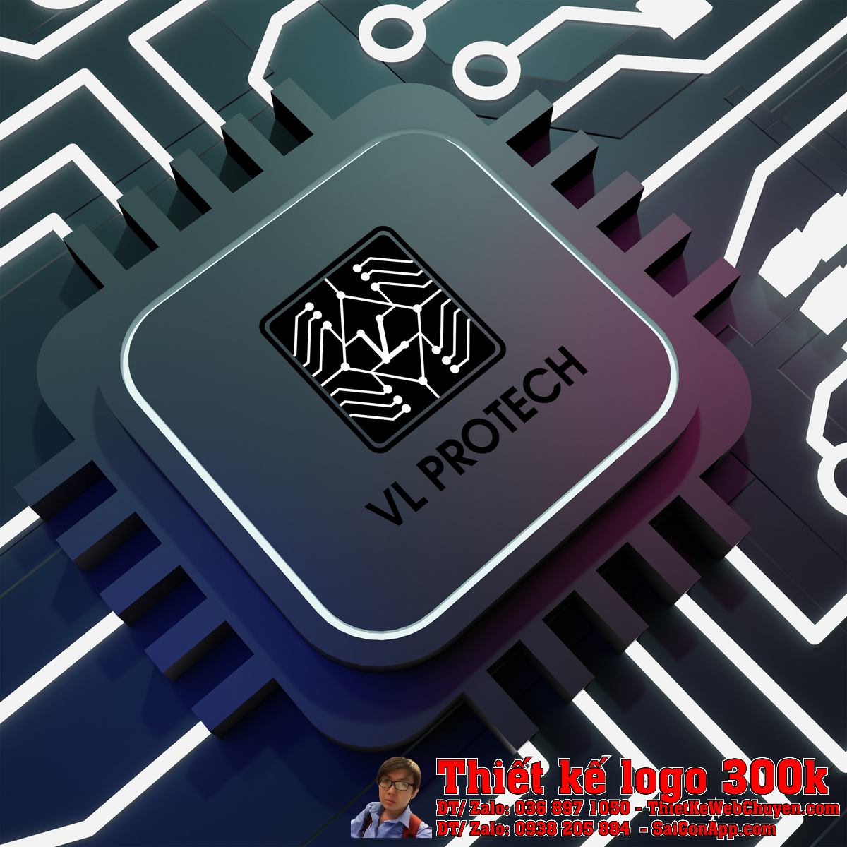Thiết Kế Logo Công Nghệ Cho VL PROTECH trên các thiết bị di động