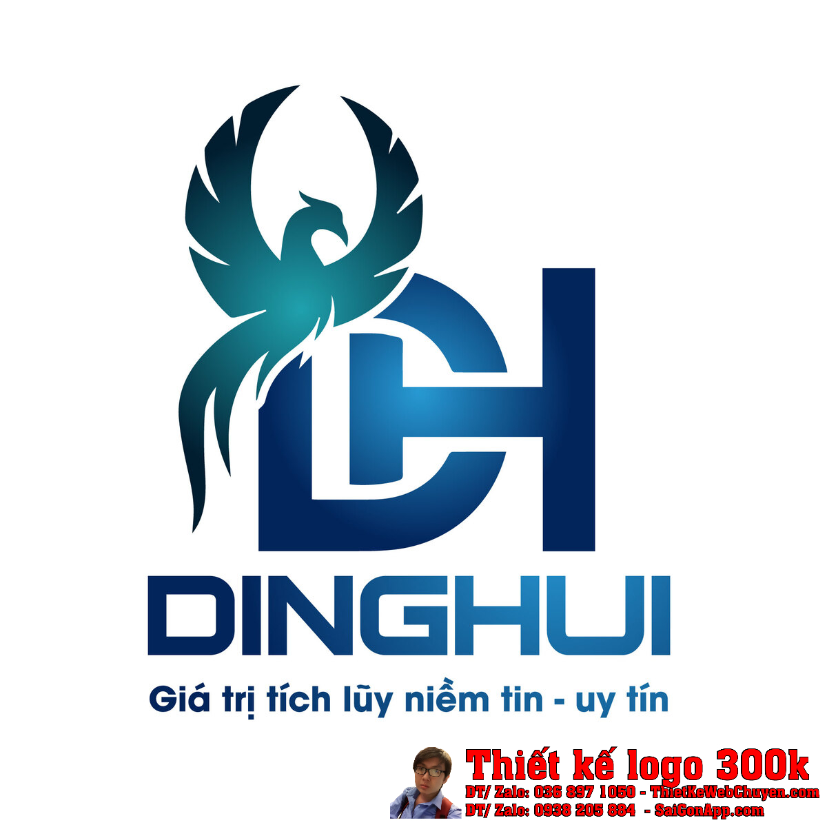 Toàn cảnh Thiết Kế Logo Công Ty TNHH Xây Dựng Và Thương Mại DINGHUI trên nền trắng