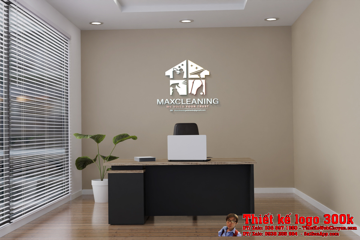 Thiết Kế Logo Dịch Vụ Vệ Sinh MaxCleaning trên nền trắng