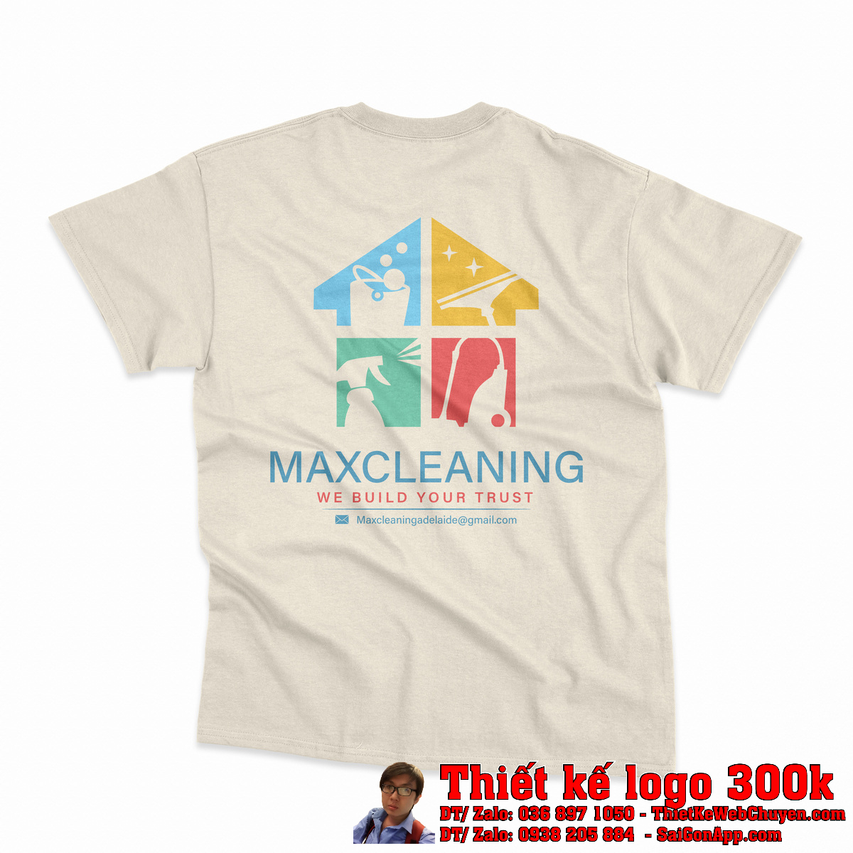 Thiết Kế Logo Dịch Vụ Vệ Sinh MaxCleaning ứng dụng thực tế