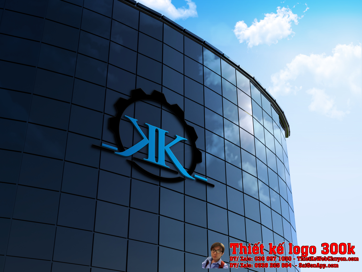 Mẫu logo điện lạnh KK trên nền trắng