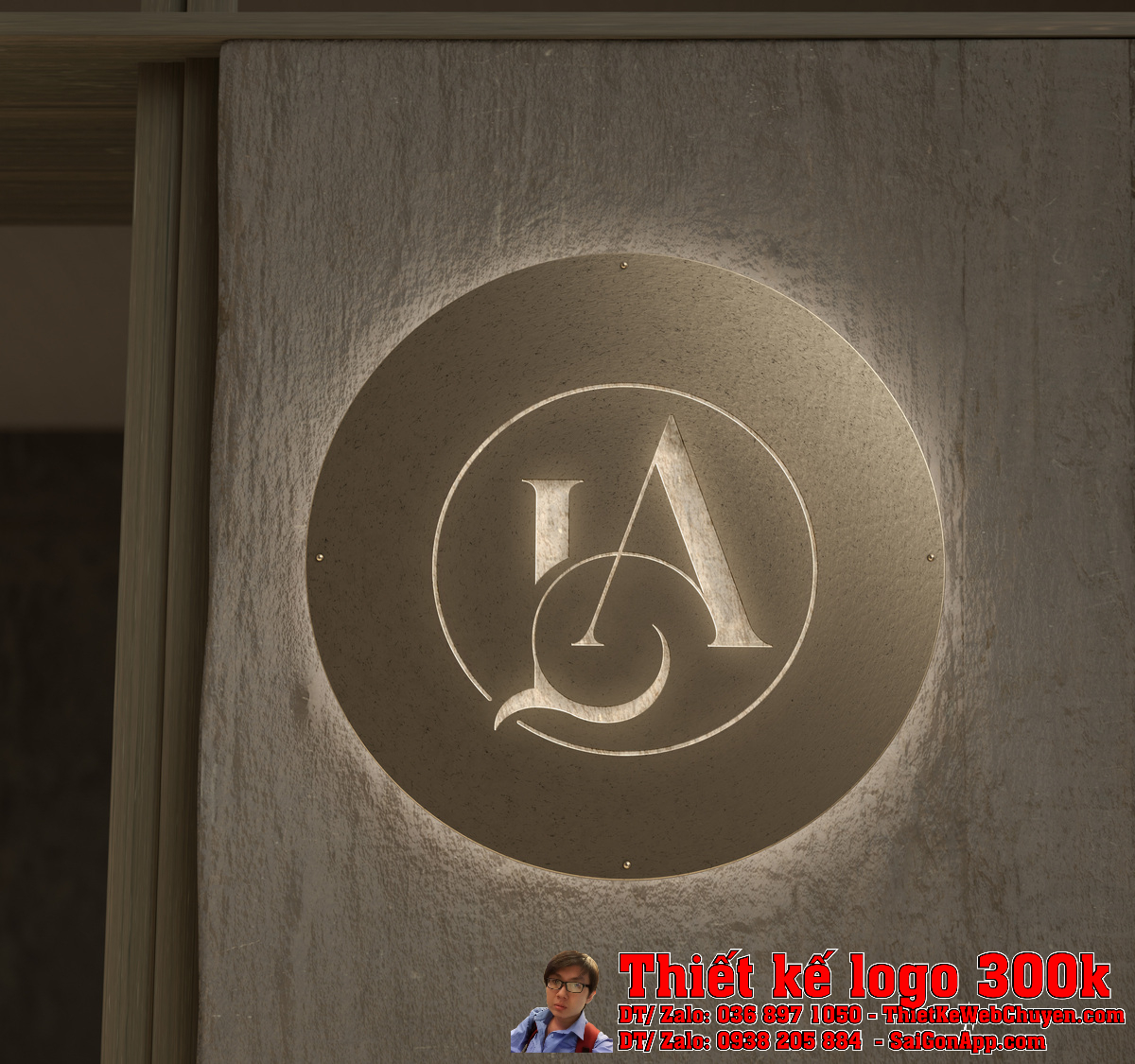 Chi tiết biểu tượng logo chữ LA lồng nhau