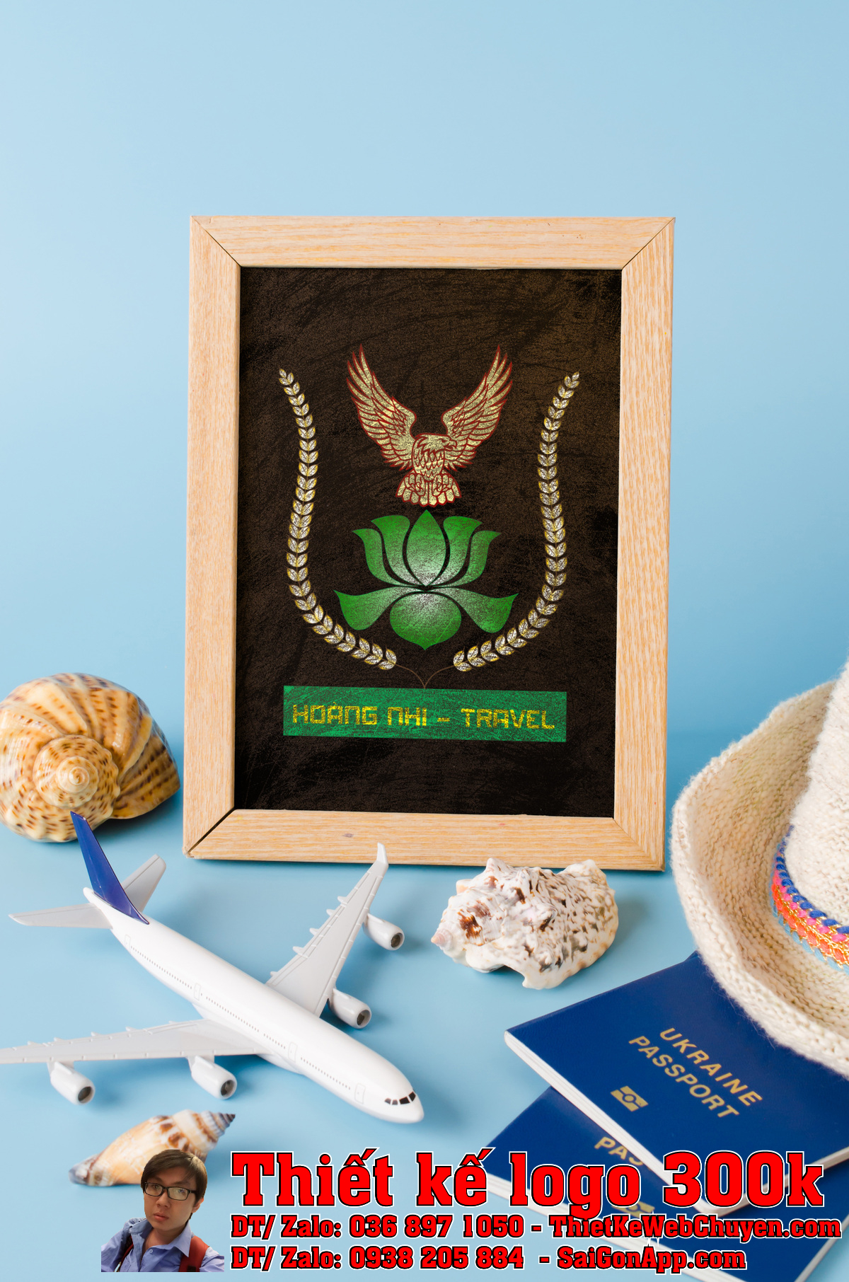 Ứng dụng Thiết Kế Logo Du Lịch Hoàng Nhi Travel trên ấn phẩm