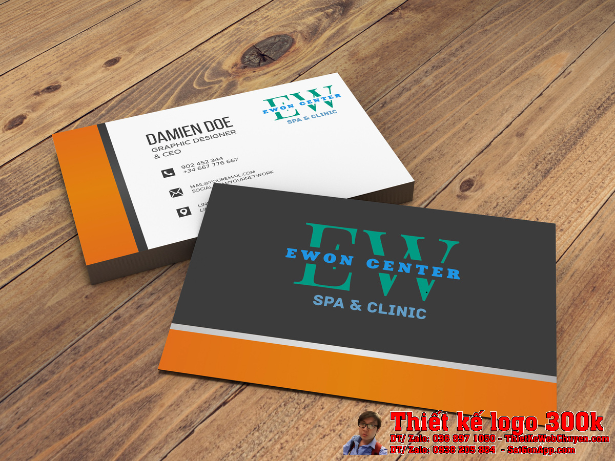Ứng dụng thương hiệu Thiết Kế Logo EWON CENTER SPA CLINIC