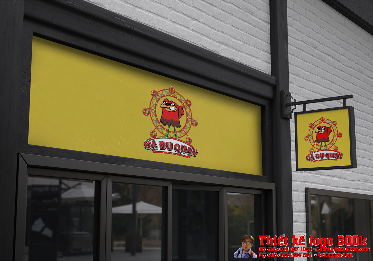 Phối cảnh thiết kế logo Gà Đu Quay trên bao bì