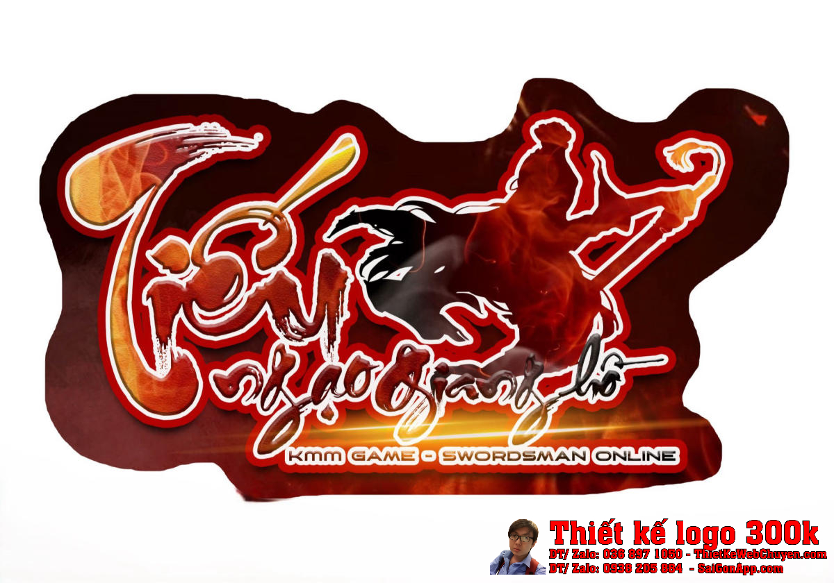 Logo Game Tiếu Ngạo Giang Hồ - Phiên bản chiến binh cưỡi ngựa màu đỏ/cam