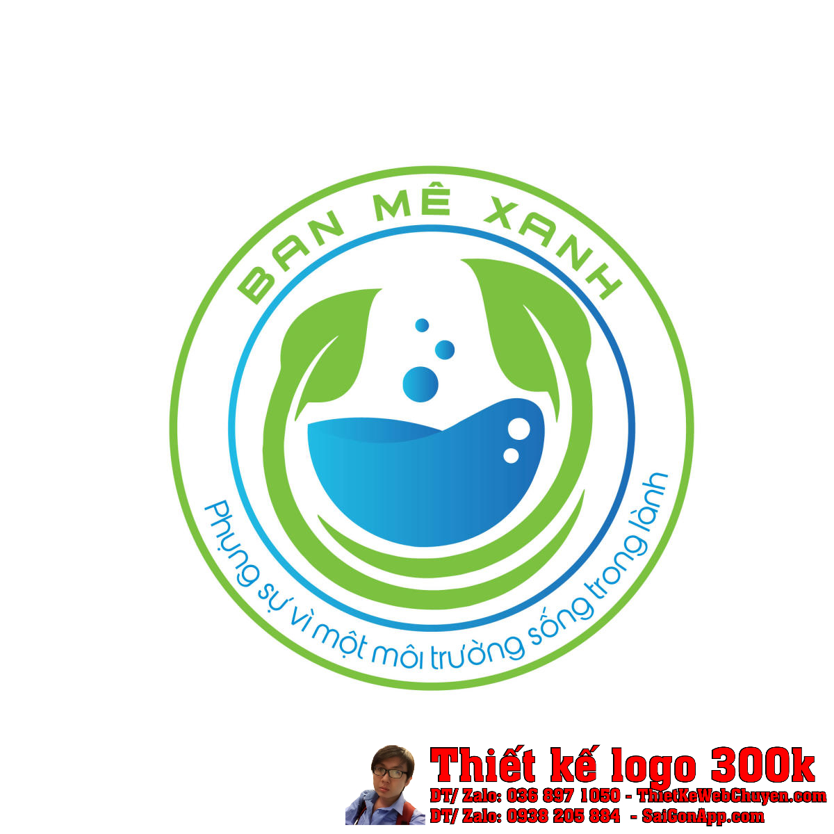 Thiết Kế Logo Hệ Thống Xử Lý Nước Thải BAN MÊ XANH