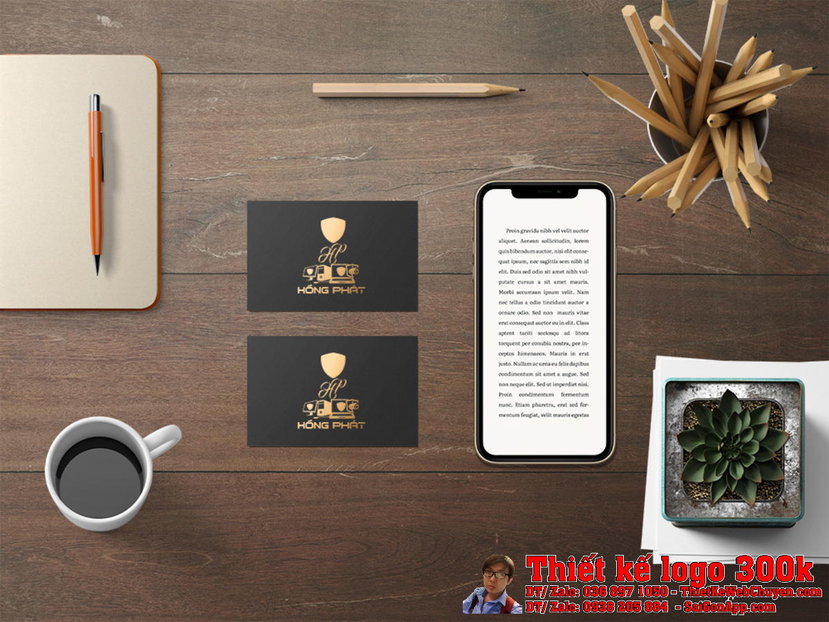 Phối cảnh Thiết Kế Logo Hồng Phát trên nền sáng